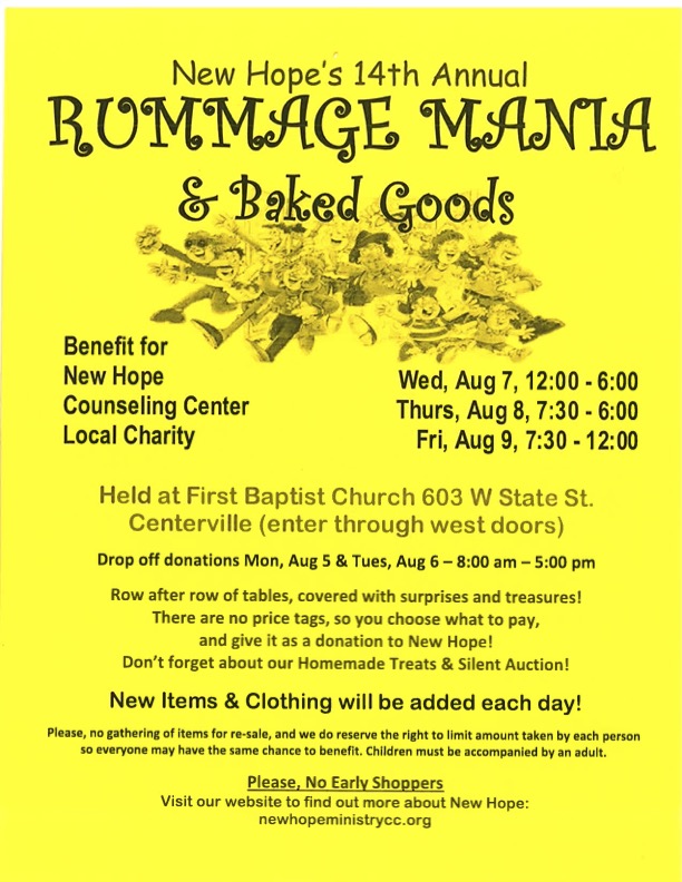 14th Annual Rummage Mania benefiting New Hope