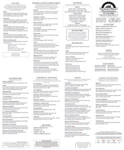 George and Nick's Pizza menu