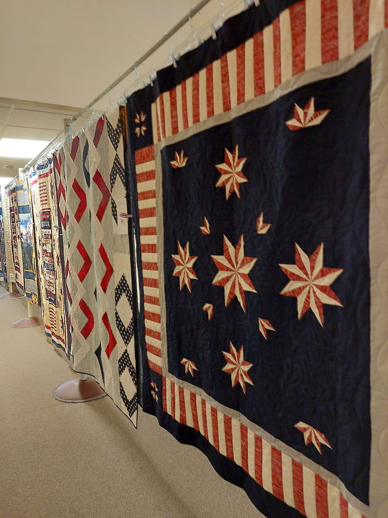 Patriotic quilts on display