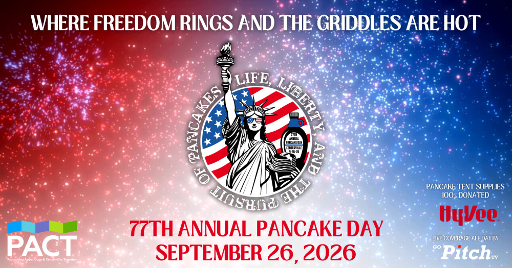 Patriotic Save the Date for the 77th Annual Pancake Day September 26th 2026