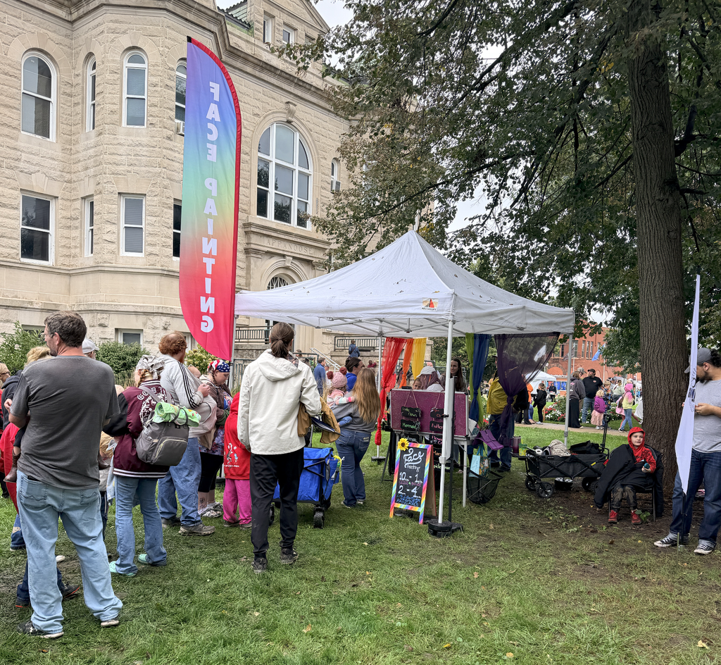 Line for face paint at 2026 Pancake Day in Centerville, Iowa